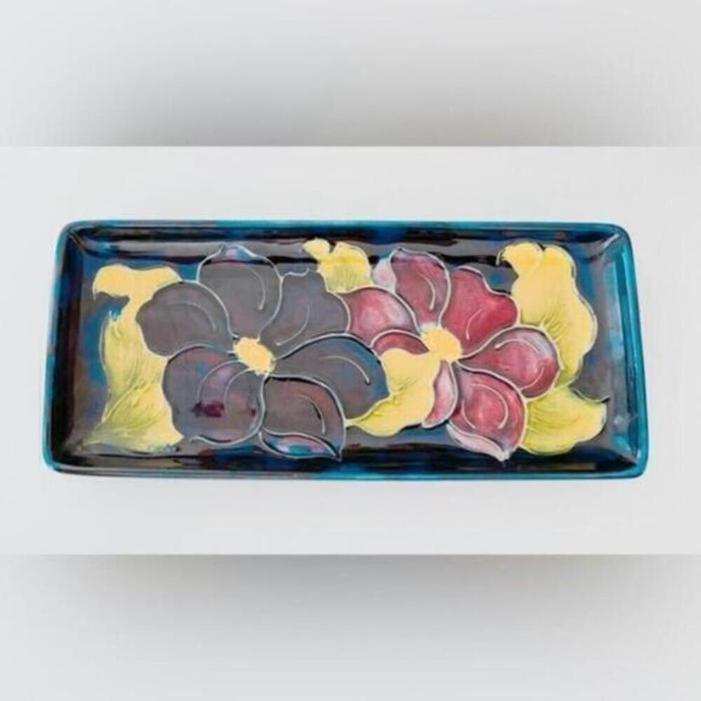 Antique Moorcroft Pottery Art Nouveau Floral Tray - Picture 5 of 12